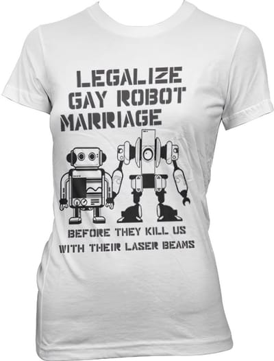 Hybris Legalize Gay Robot Marriage Girly Tee Dames-T-shirt White