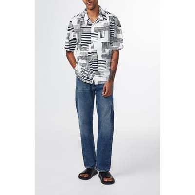 NN.07 Ole Ss Shirt 5210 Black Print Size: S | Casual Shirts Outlet | Heren | Zwart