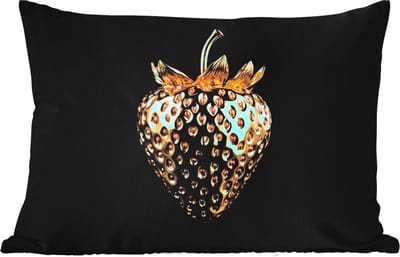 Buitenkussens - Aardbei - Goud - Zwart - Chrome - 60x40 cm - Weerbestendig