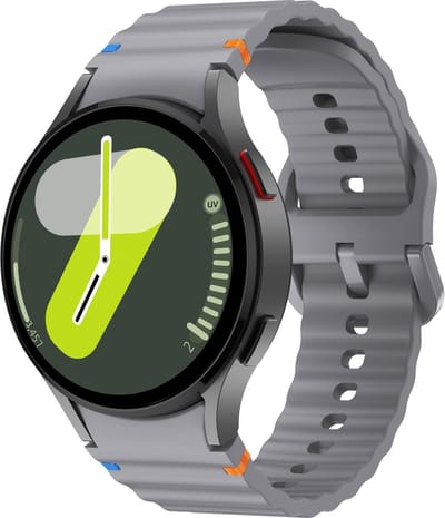 By Qubix - Wave Sportband met aansluitknop - 20mm - Donkergrijs - Geschikt voor Samsung Galaxy Watch 7 (40 & 44mm) - Galaxy Watch FE - Galaxy Watch 6 - Galaxy Watch 6 Pro - Galaxy Watch 5 - 5 Pro - Galaxy Watch 4 - 4 Classic