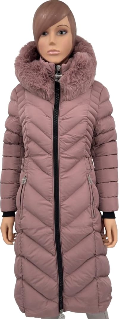 Wulux® - Dames Jas - Dames Winterjas - Parka Dames - Extra Lang Model - Getailleerd Model - Roze - Maat M