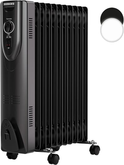 Heinrich’s HOR 8701 olieradiator - 11 ribben - 2500 W - met handdoekenhouder - zwart