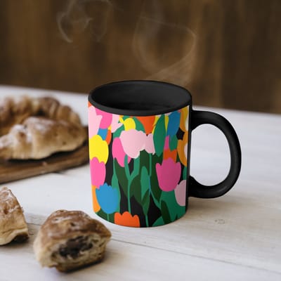 Magische Mok - Foto op Warmte Mokken - Koffiemok - Tulpen - Kat - Kleurrijk - Magic Mok - Beker - 350 ML - Theemok