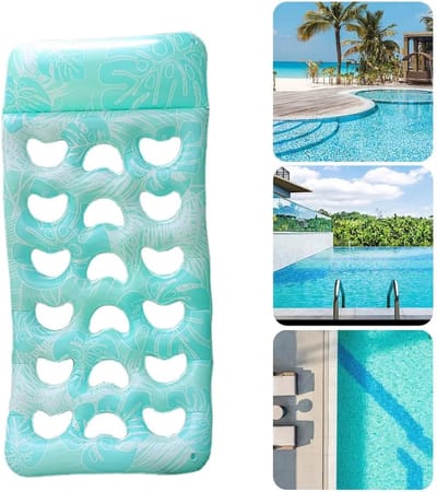 Opblaasbare Pool Float Volwassene - Zwembad Luchtbed met Hoofdsteun - Waterhangmat met Koelgaas - Opblaasbare Zwembad Lounge - Drijvende Ligstoel voor Zwembad Strand en Meer - 165 × 71 cm - Max. 136 kg