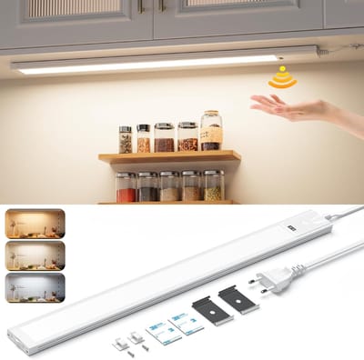 LED-onderbouwlamp, dimbaar, 41 cm, onderkast, keukenverlichting met contactloze sensor, 3 kleurtemperaturen, keukenlamp, ultradunne, heldere lichtstrip voor kast, planken