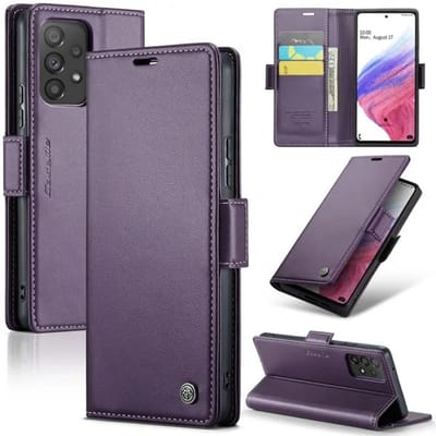 CaseMe Wallet Case met RFID Bescherming en Magneetsluiting voor Galaxy A53 5G _ Paars