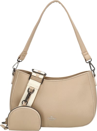 Charm London Schoudertas New York - Met Etui - Dames Tas met Korte en Lange Schouderband - - Taupe