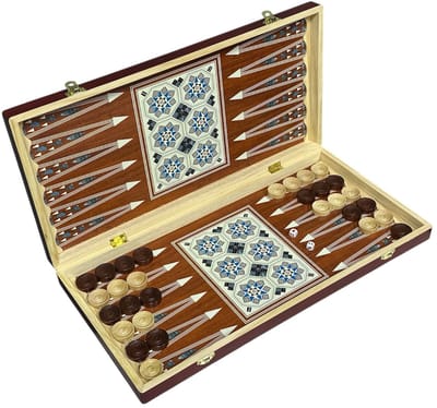 Ultra Chess Gambit - Schaken, Backgammon en Dammen - 3in1 set - 49X49CM - Hout - Opklapbaar bord
