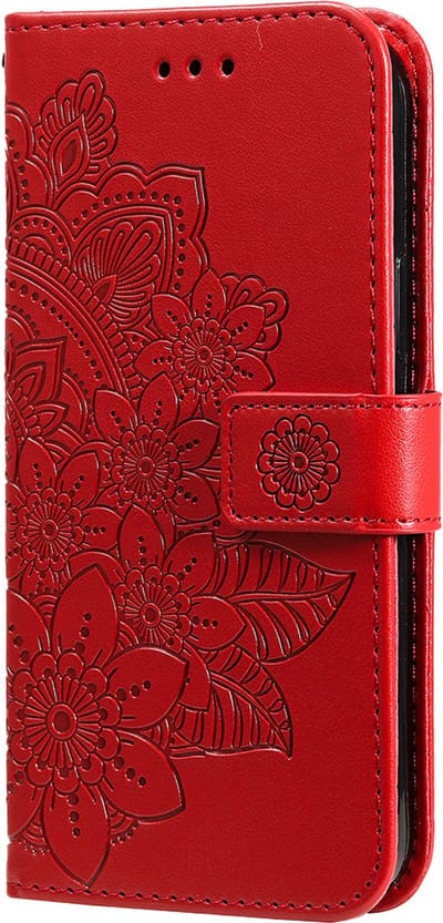 Hoesje geschikt voor Samsung Galaxy A26 - Bookcase - Pasjeshouder - Portemonnee - Bloemenprint - Kunstleer - Rood