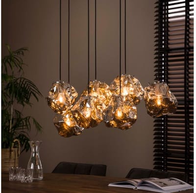 Hanglamp Rocky Chromed 7 lampen - Glas