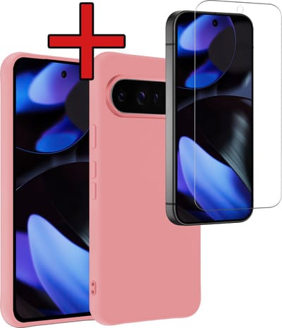 Hoesje - Met Screenprotector - Geschikt voor Google Pixel 10 Pro - Sterk & Shockproof - Telefoon Hoes - Back Cover - Siliconen Case - Telefoonhoes - Lichtroze