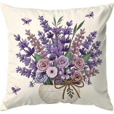 1 stuks Pastorale Stijl Lavendel Kussens Kussensloop Polyester Kussenhoes Sierkussen Kussenhoes Huis Auto Sofa Decor 45x45cm