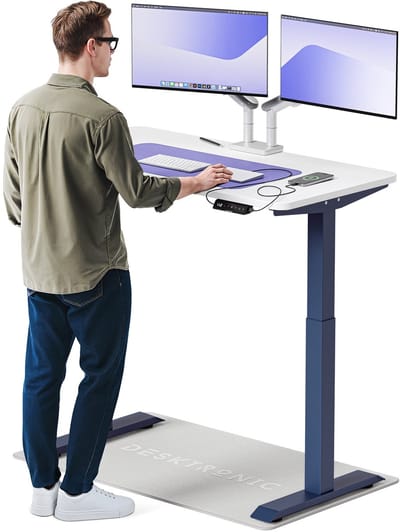 Desktronic HomeOne Zit-sta Bureau Elektrisch In Hoogte Verstelbaar, 120x60 cm Blauw/Wit, Stille Dubbele Motor, Hoogte 72-119cm