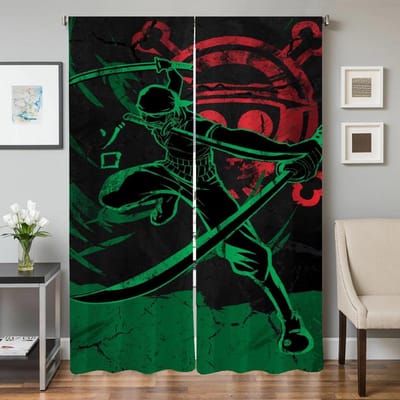 Interieur Gordijnen voor Woonkamer 2 Stuks Verduisterende Gordijnen Deurgordijn Roronoa Zoro Slaapkamerdecoratie Scheidingswand W50xH70cmx2pcs-CL
