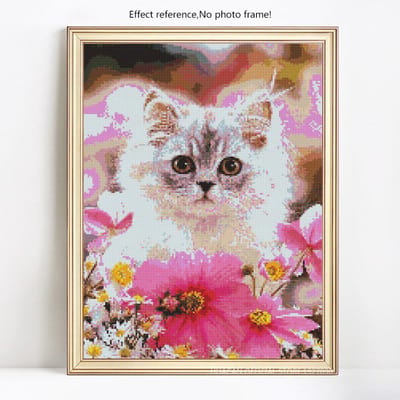 Peinture diamant 5D à faire soi-même, motif Animal chat, broderie complète ronde en strass, images 20X30 brown