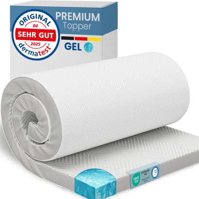 ELONEO Gel Topper 90x200 cm – 5 cm Hoog – Traagschuim Matrastopper met 3D Mesh Hoes & Hoeklussen