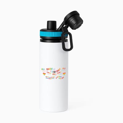 Hacebo® - LGBTQ cadeau - waterfles met draaidop blauw - Lgbt - Queer - Pride month - lgbtq vlag - gay pride - met tekst - opdruk - leuke pride spullen - verjaardag - cadeau - gift - water fles - 850ML