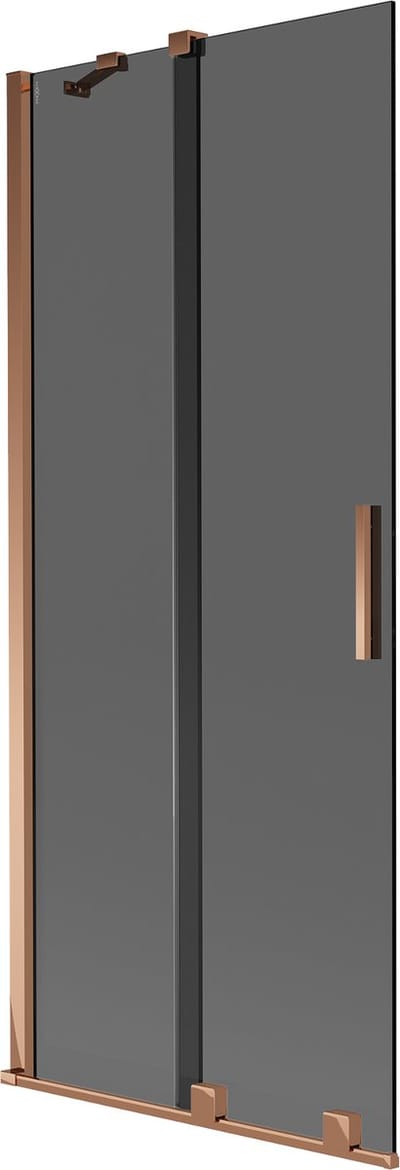 Mexen Velar badwand scherm 2-delig schuifbaar 80 x 150 , grafiet, roze goud - 896-080-000-41-60