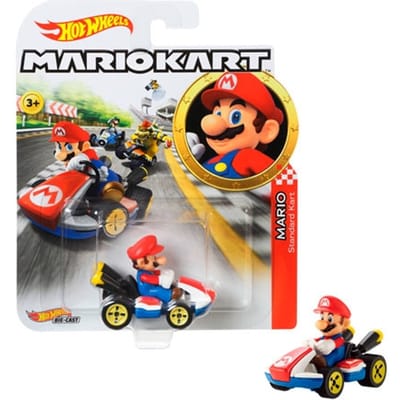 Hot Wheels Mario Kart Replica Diecast Mario, Standard Kart