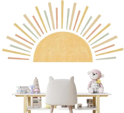 zon boho muursticker boho zonsopgang muursticker kinderkamer wanddecoratie voor meisjes, slaapkamer, babykamer, woonkamer