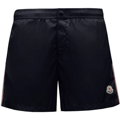 Moncler SS22 Klassieke Satin Losse Zwembroek Heren shorts Marineblauw H10912C0000453326743 L black