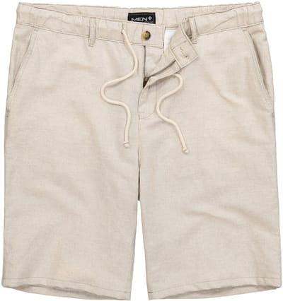 Men Plus - Heren - Linnenmix-Bermuda relaxed fit elastische tailleband - Natuur - Maat 56