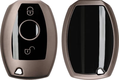 kwmobile autosleutel hoesje geschikt voor Mercedes Benz 2-knops autosleutel (alleen Keyless Go) hoes - TPU autosleutel behuizing - Beschermende auto sleutel case - Sleuteletui in mat zwart / zwart