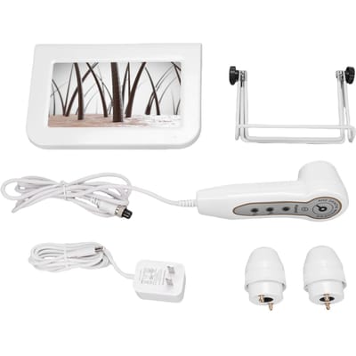 7 Inch Haarfollikel Analyzer Hoge Resolutie Huid Detector Analyzer Oplaadbaar met 50X 200X Lens US PLUG white