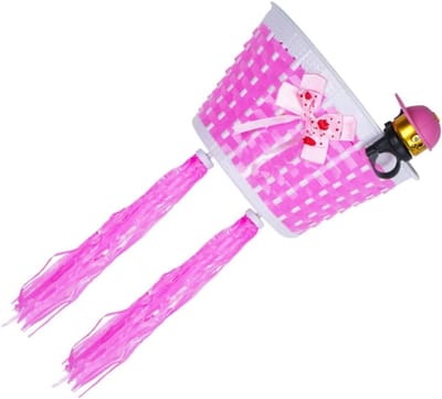Kinderfiets Decoratieset - Fietsmand en Bel - Fiets Versieren - Duurzaam Plastic Materiaal - 21 cm Lengte - Willekeurige Kleuren