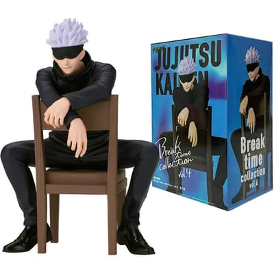 11CM Gojo Satoru Anime Jujutsu Kaisen Figuur Satoru Gojo Rusttijd Zittende Houding Wordt Geleverd Met Krukje Cadeau Speelgoed Actiefiguur PVC With box