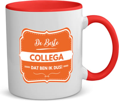 Akyol - de beste collega, dat ben ik dus koffiemok - theemok - rood - Collega - iemand die een collega is - beste ooit - werk - collega - school - verjaardagscadeau - kado- geschenk - afscheidscadeau - welkomscadeau - verrassing - 350 ML inhoud