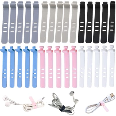 Dailygoods - Siliconen kabelbinder - Kabelbinders - Organiseer jouw snoeren - 30 stuks - Snoerorganizer - Voor een opgeruimd huis - Geschikt voor kantoor