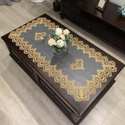 Europese Rechthoekige Thee Tafelmat Amerikaans Western Tafelkleed Nieuw Chinees Effen Kleur Stof Kant Bureaukleed Stofkap 60x120cm(woodwork)