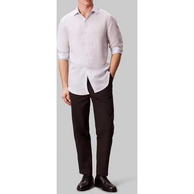 Calvin Klein Slim Ref Linen Shirt Blue Multi Taglia: 38 | Camicie Casual Outlet | Uomo | Bianco