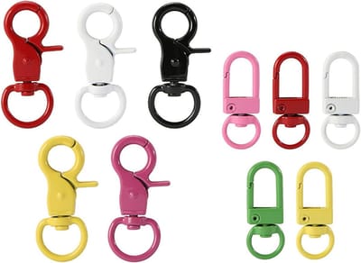 Set van 20 metalen sluitingen met draaibare karabijnhaak voor sleutelhangers, tasaccessoires en knutselprojecten