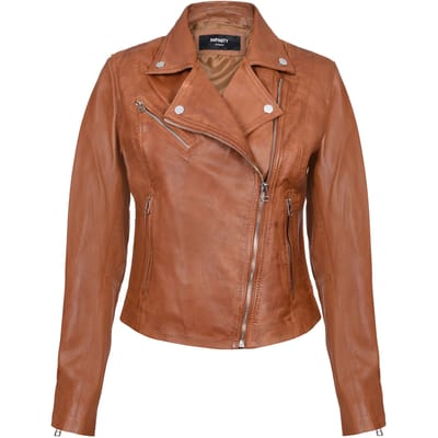 Dames slim leren bikerjack-Matlock