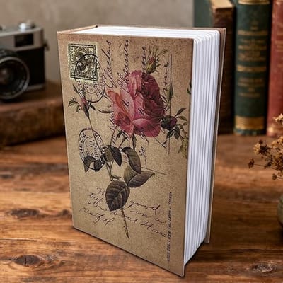 Boekenkluis met Cijferslot – 24x16x5,5 cm Geheime Kluis in Boekvorm met IJzeren Binnenkant, Instelbare Code & Rozendesign | Cadeau voor Thuis & Kantoor