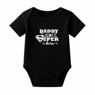 Romper Daddy is my superhero - zwart - korte mouw