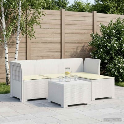 vidaXL - 4-Zitter - Tuin - Sofa - met - Kussens - Rattan - Look - PP - Wit