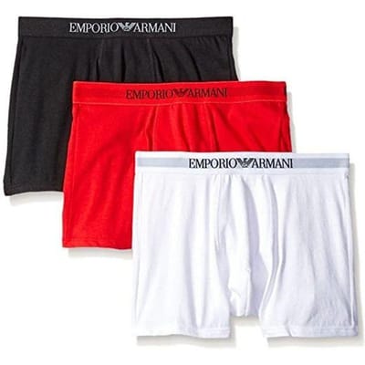 Emporio Armani Boxer Court Imprimé Lettres Taille Mi-haute Coupe Ajustée Lot de 3 Sous-vêtements Homme 111611-CC722-23410 M black