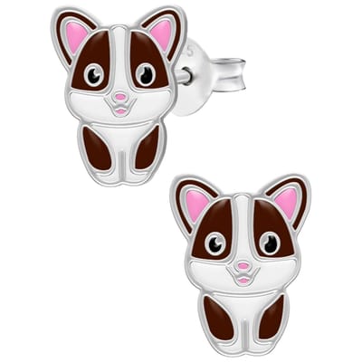 WeLoveSilver - zilveren kinderoorbellen - corgi hondje - 925 zilver