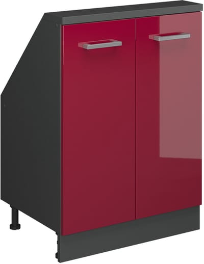 Vicco Rion Kast voor schuine wand – met 2 deuren Rood hoogglans/antraciet