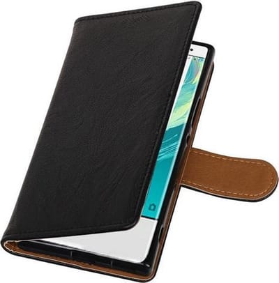 BestCases - Sony Xperia XZ1 Echt Leer Leder booktype hoesje Zwart