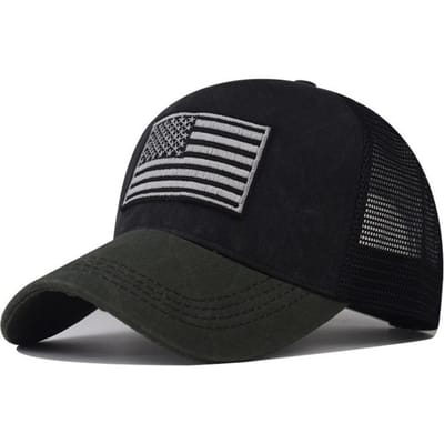 Tactische Baseballpet Heren Dames Katoen Vlag van de VS Unisex Outdoor Hardloopmuts Adjustable black