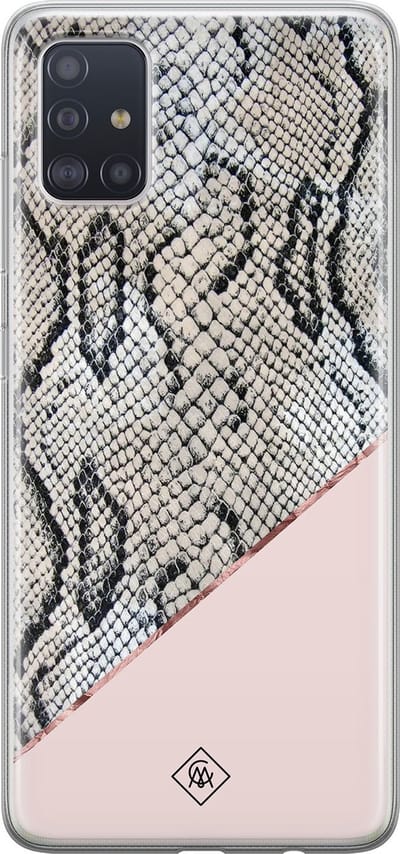 Casimoda® hoesje - Geschikt voor Samsung A71 - Snake Print - Backcover - Siliconen/TPU - Roze