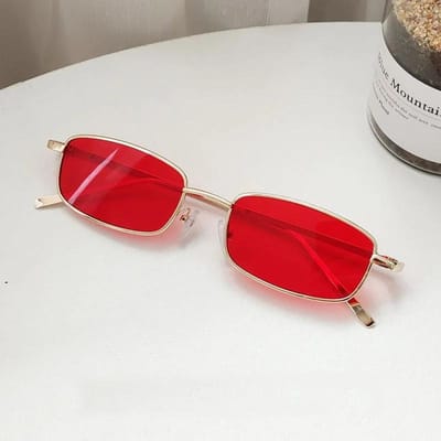 Mode Kleine Rechthoekige Zonnebril Man Vrouw Vintage Rij Zonnebril Luxe Merk Metalen Frame Brillen red