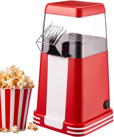 Popcornmachine - Hete Lucht Maker - Filmavond Snacks - Olievrije Bereiding - Compact Ontwerp - Rood