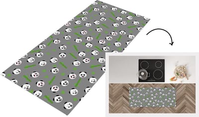 Keukenloper - Loper keuken - Panda - Bamboe - Design - 120x50 cm - Keukenloper vinyl