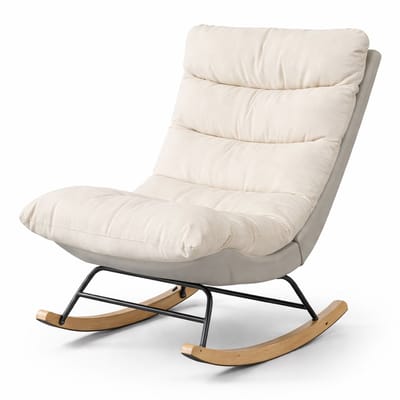 Jurrys schommelstoel - Fauteuill - Loungestoel - Ligstoel - Babykamer & Woonkamer - Ergonomisch - Beige - Afmeting 72x83x93 cm