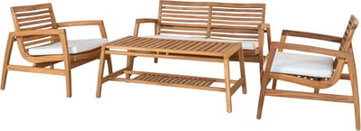 Tuin Set - Naturel/Wit- Teakhout- Zithoogte 41cm - House Nordic